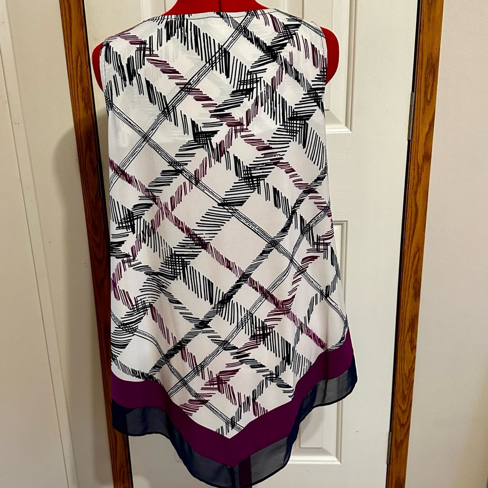 Alfani Sleeveless Plaid Tunic - Navy, White, Purple - Picture 2 of 5